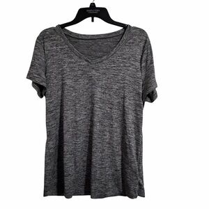 Danskin Charcoal Short Sleeve V-Neck Athletic Tee - XL
